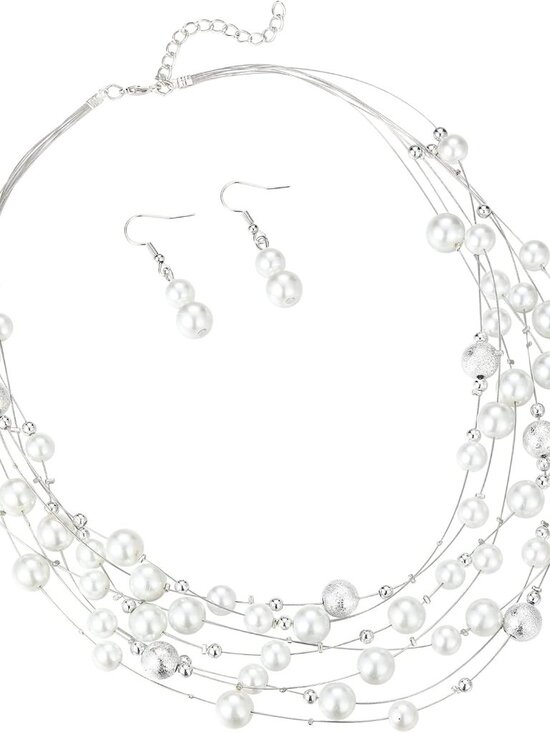 Jewelry - Layered Pearl Necklace Multi-strand Pearl Choker Necklaces for Women Beaded jewe